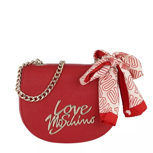 Love Moschino Chain Scarf Logo Crossbody Bag Rosso Cross body-väskor