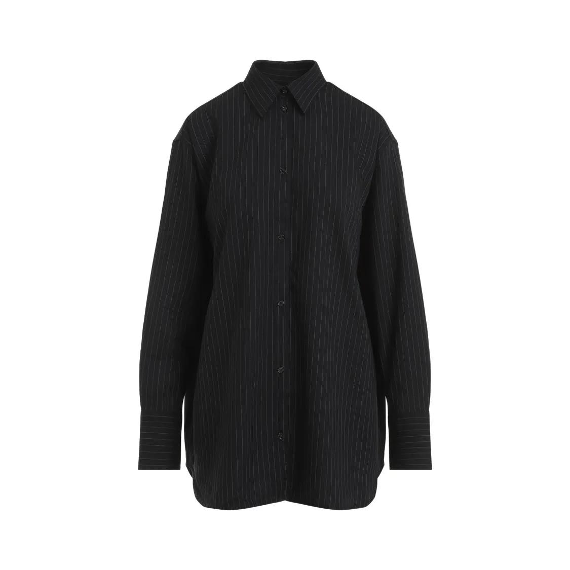 TOTEME - Navy-Blue Wool Relaxed Pinstriped Shirt - Größe 34 - blau