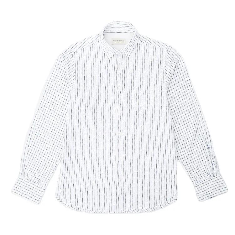 Thumbnail - Officine Generale - Long-Sleeved White Shirt With Gathered Cuffs - Größe S - weiß