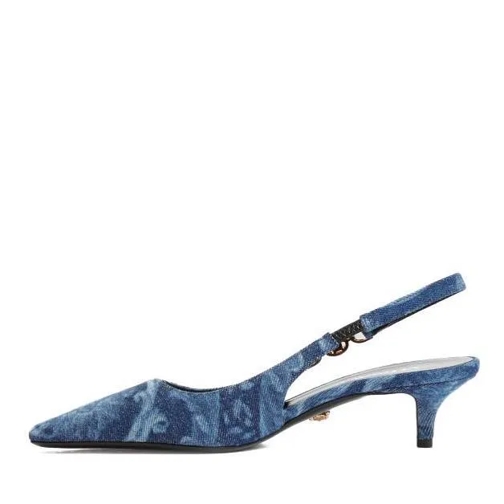 Versace Barocco Denim Slingback Pumps Blue Tacchi