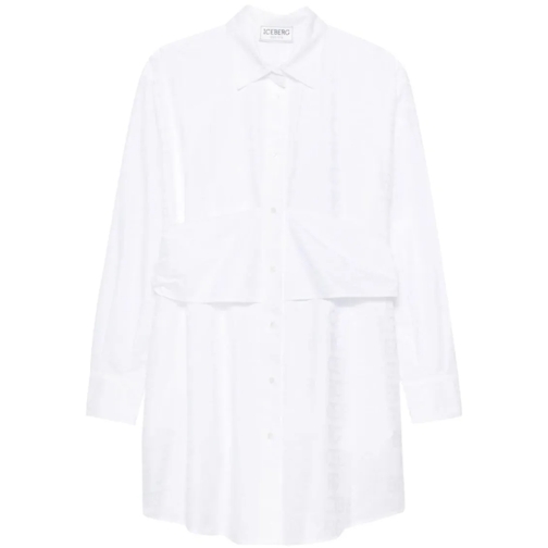 Iceberg Optical White Cotton Dress White Mini-Kleider