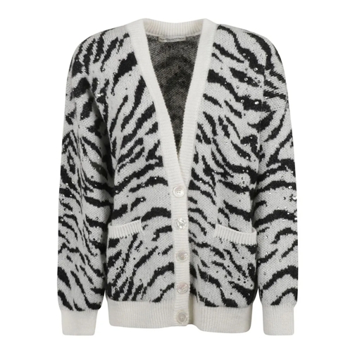 Alessandra Rich Strickjacke Zebra Knit Cardigan White