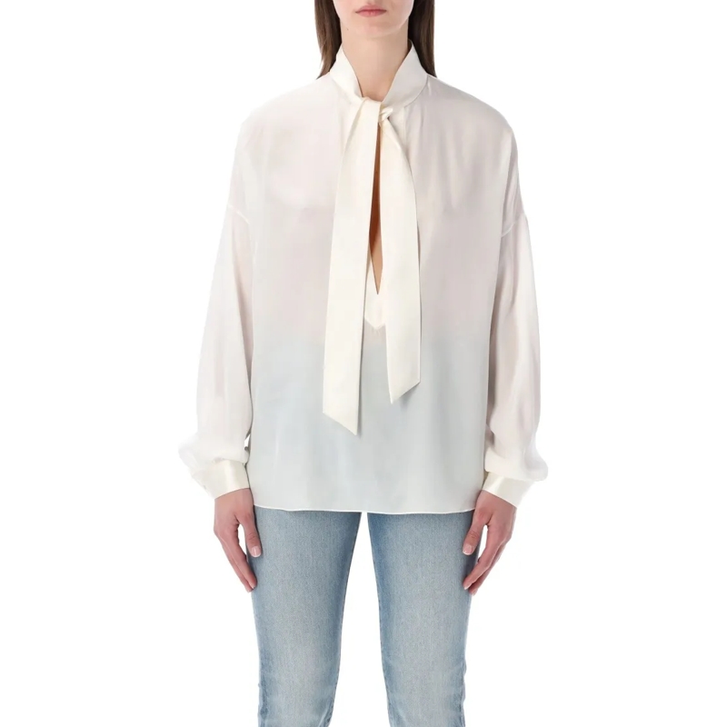 Tom Ford Blouse Silk Lavallière Blouse White