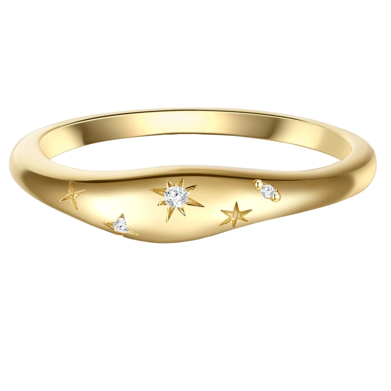 Glanzstücke München Ring Sterling Silber Ring Zirkonia Stern gold