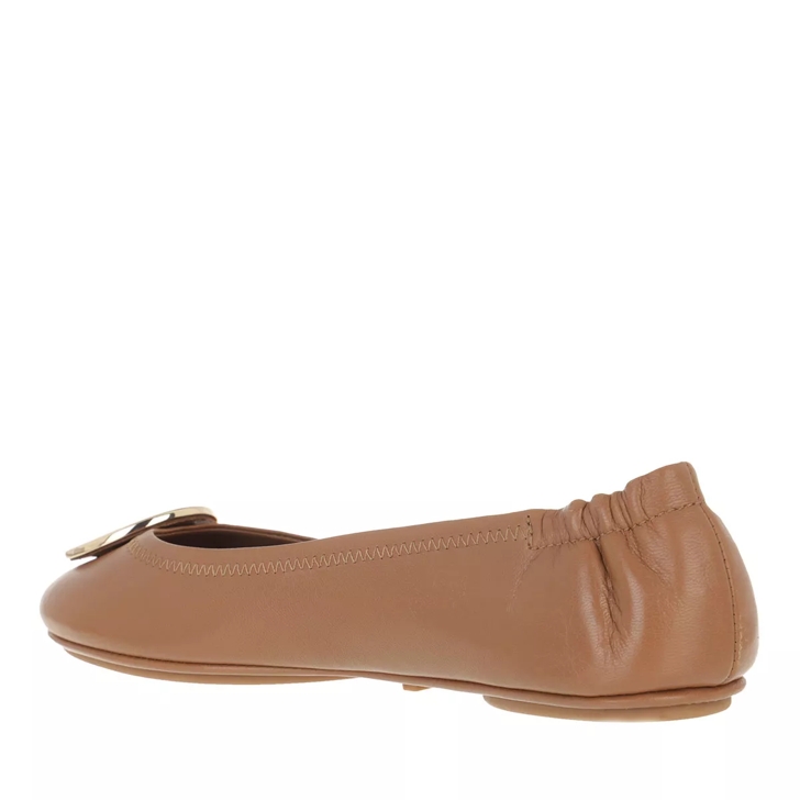 Tory Burch Minnie Travel Ballet Royal Tan Gold Ballerina Slipper