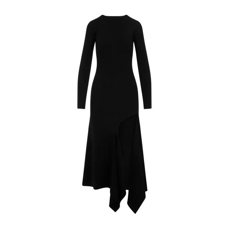 Paris Best - Black High Slit Long Sleeve Dress - Größe XS - black