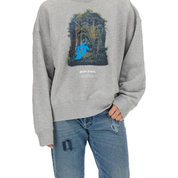 【関税&送料込】Palm Angels Hunting In The Forest Sweatshirt Palm Angels Hunting In The Forest Sweatshirt Grey