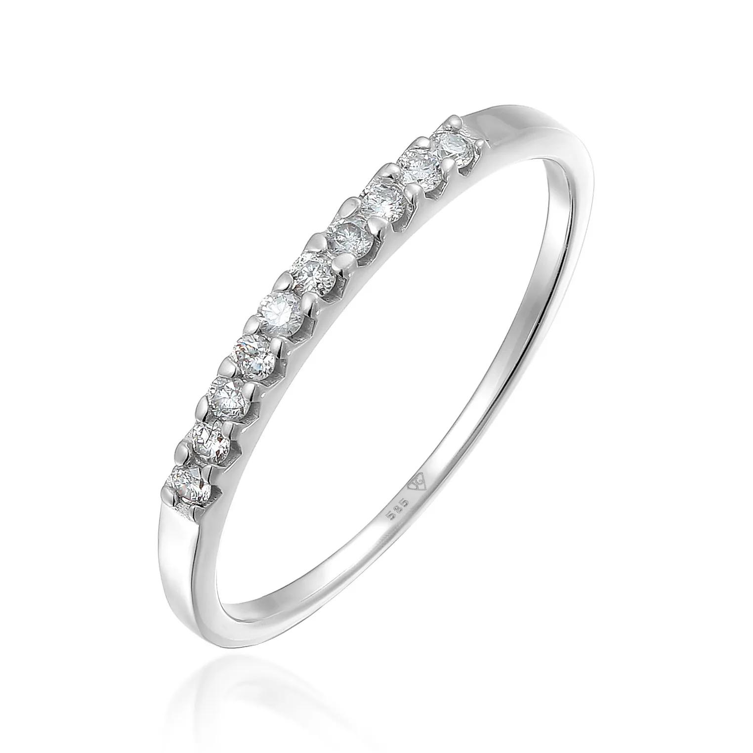 Elli Ringe - Ring Memoire Verlobung Diamant (0.15 ct.) 585 Weiß - Gr. 56 MM - in Weiß - für Damen