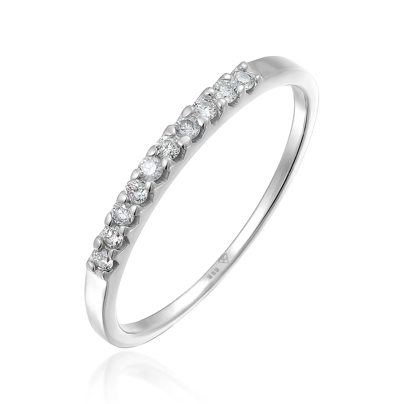 Elli Ring Ring Memoire Verlobung Diamant (0.15 ct.) 585 Weiß weiss