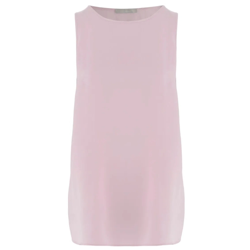 Allude Bluse Stretch Silk Top With Round Neckline Purple