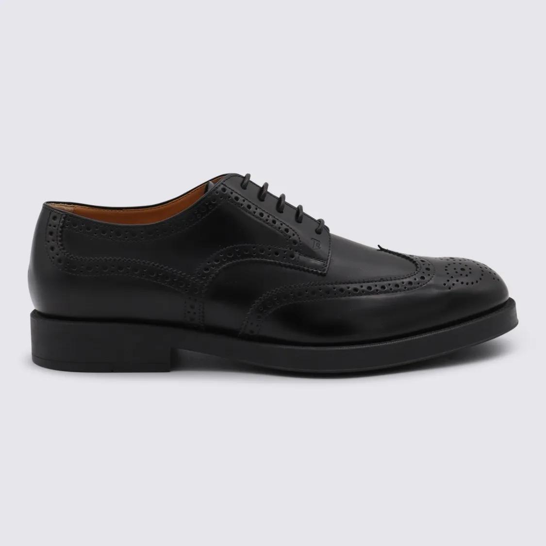 Thumbnail - Black Leather Lace Up Shoes - Gr. 6 - in Schwarz