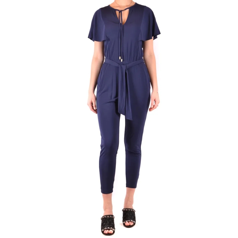 MICHAEL Michael Kors Jumpsuit Tailored Deep Navy Jumpsuit With Flutter Sleeves Black