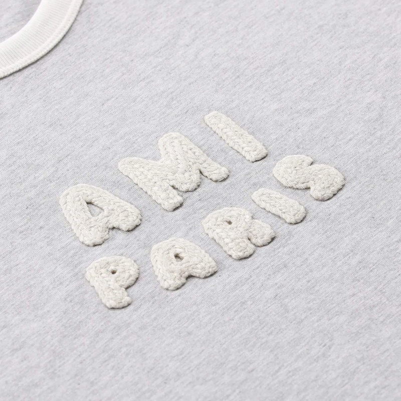 AMI Paris T-Shirt T-Shirt mit Logo grau(Image 4)
