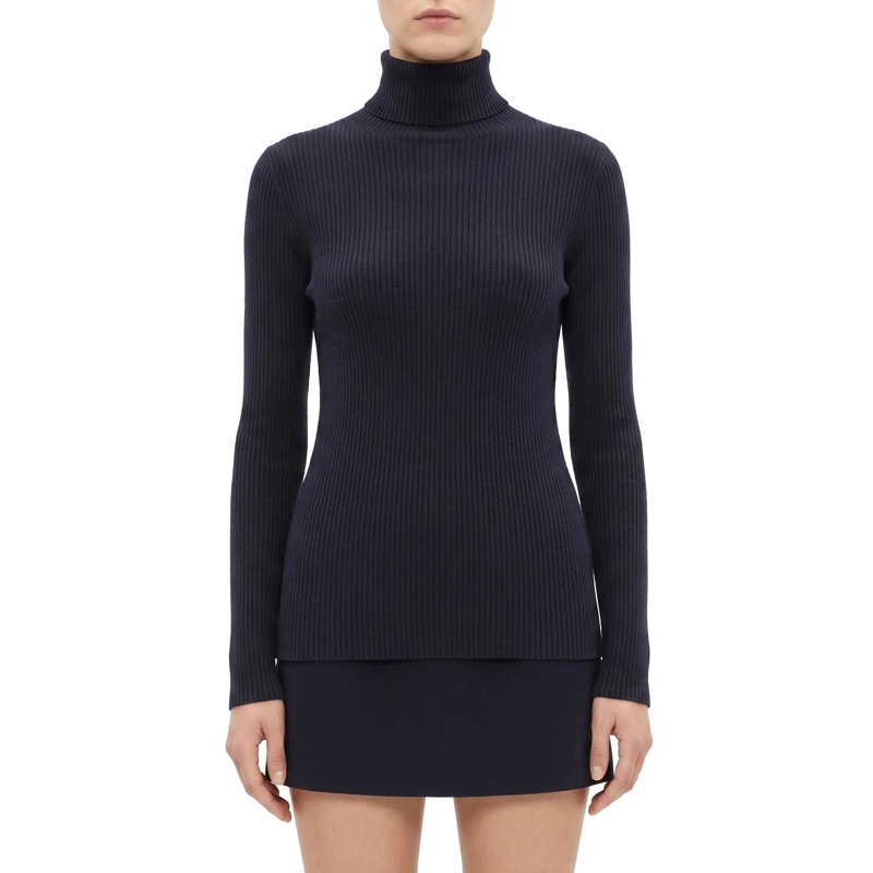 Fabiana Filippi Rollkragenpullover Rollkragenpullover mit Seide & Kaschmir dunkelblau(Image 2)