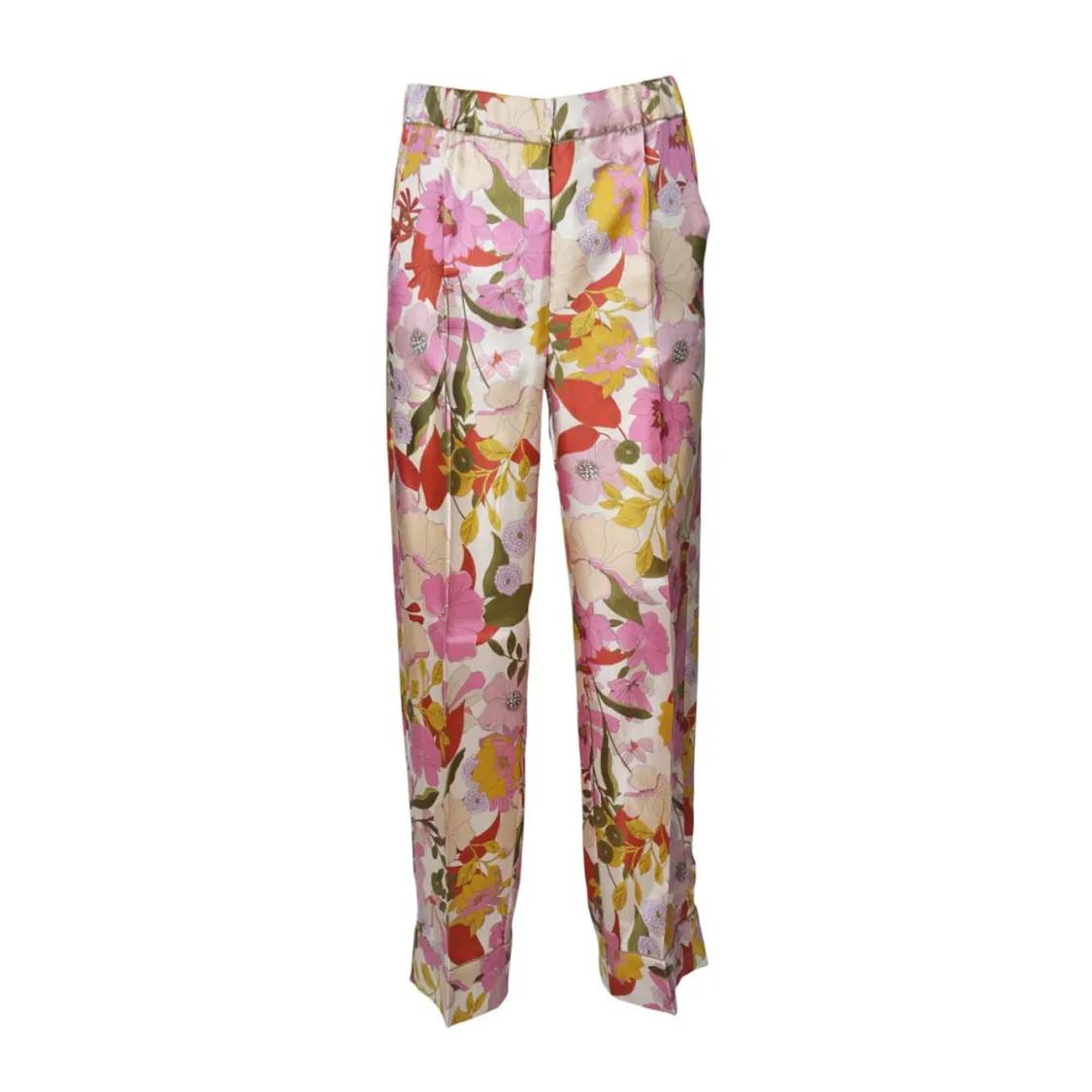 Thumbnail - Max Mara - Leda Trousers In Pink Printed Silk - Größe 44 - bunt