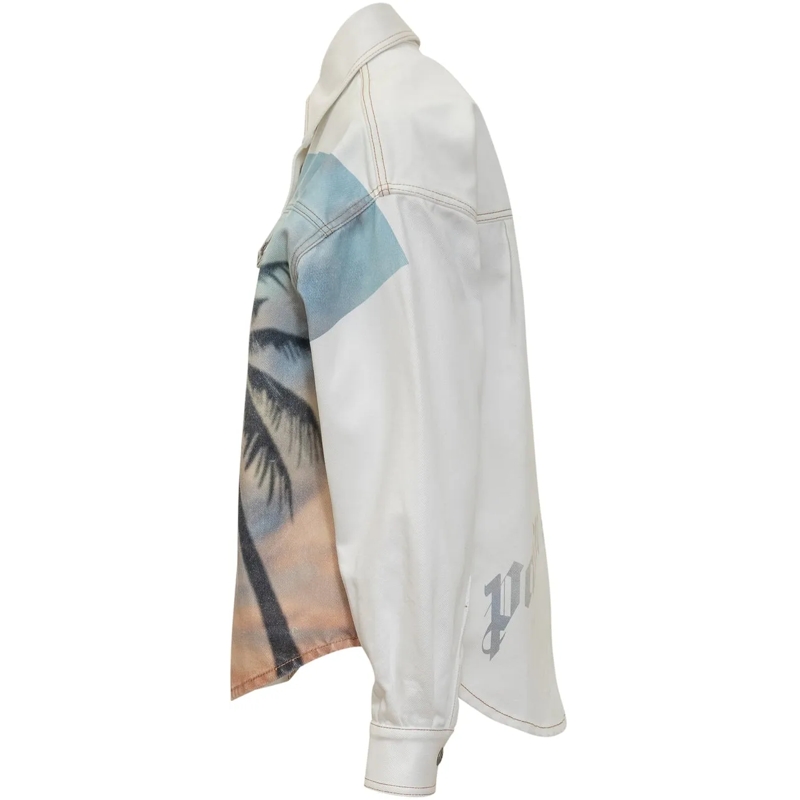 Palm Angels Jeansjacke Giacca in Jeans Sunrise weiß(Image 3)