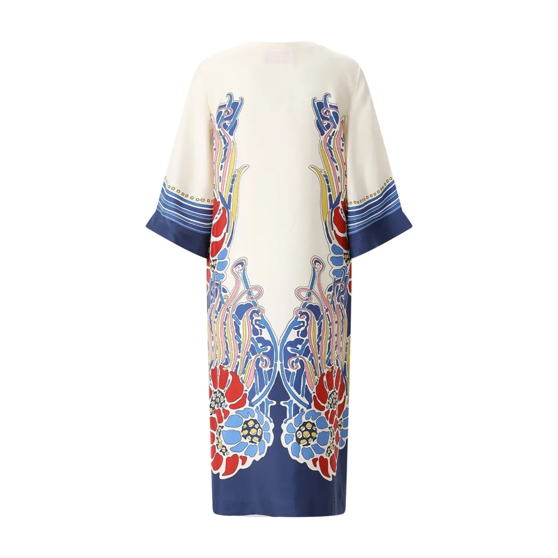 LaDoubleJ Tunika/Kaftan Silk Twill Kaftan With Unique Lemuria Motif White(Image 4)