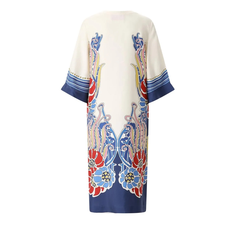 LaDoubleJ Tunique/caftan Silk Twill Kaftan With Unique Lemuria Motif White(Image 2)