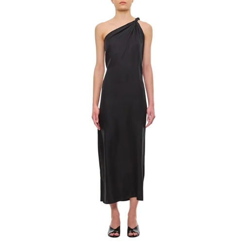 Loulou Studio Silk Single-Shoulder Midi Dress Black 