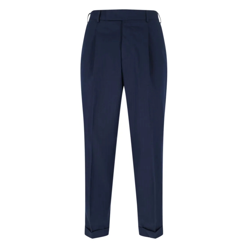 Pt Torino Chino Navy High-Waisted Chino Pants With Straight Leg De Blue