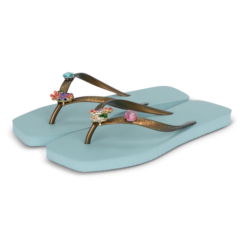 UZURII Flip Flops flip flop Flore Square ocean(Image 19)