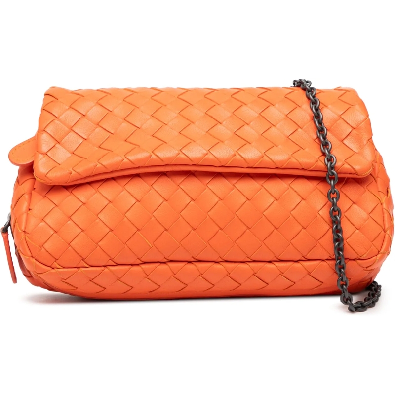 Bottega Veneta Schultertasche Mini Nappa Intrecciato Expandable Chain Flap Cross orange