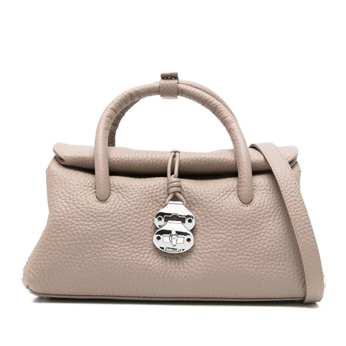 Zanellato Schultertasche Taupe Grey Calf Leather Handbag Pink