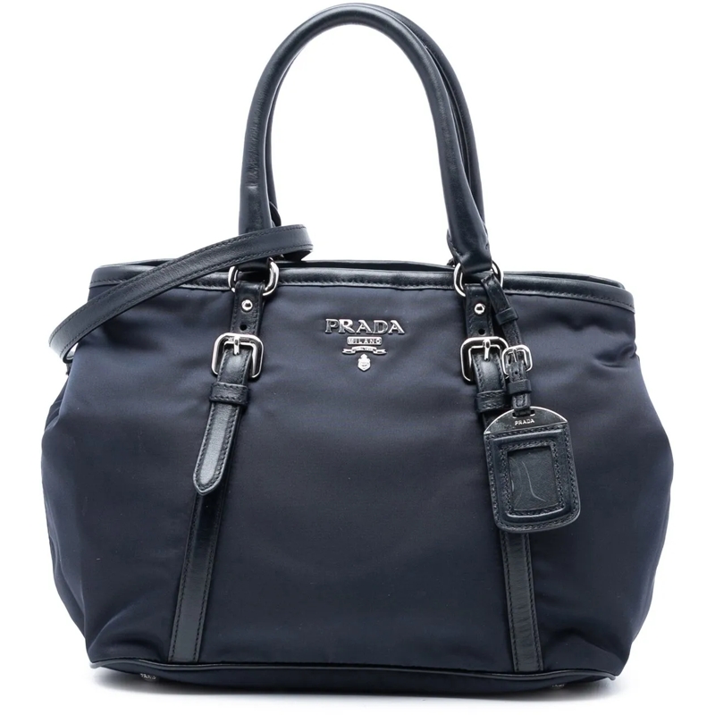 Prada Schultertasche Tessuto Satchel blau