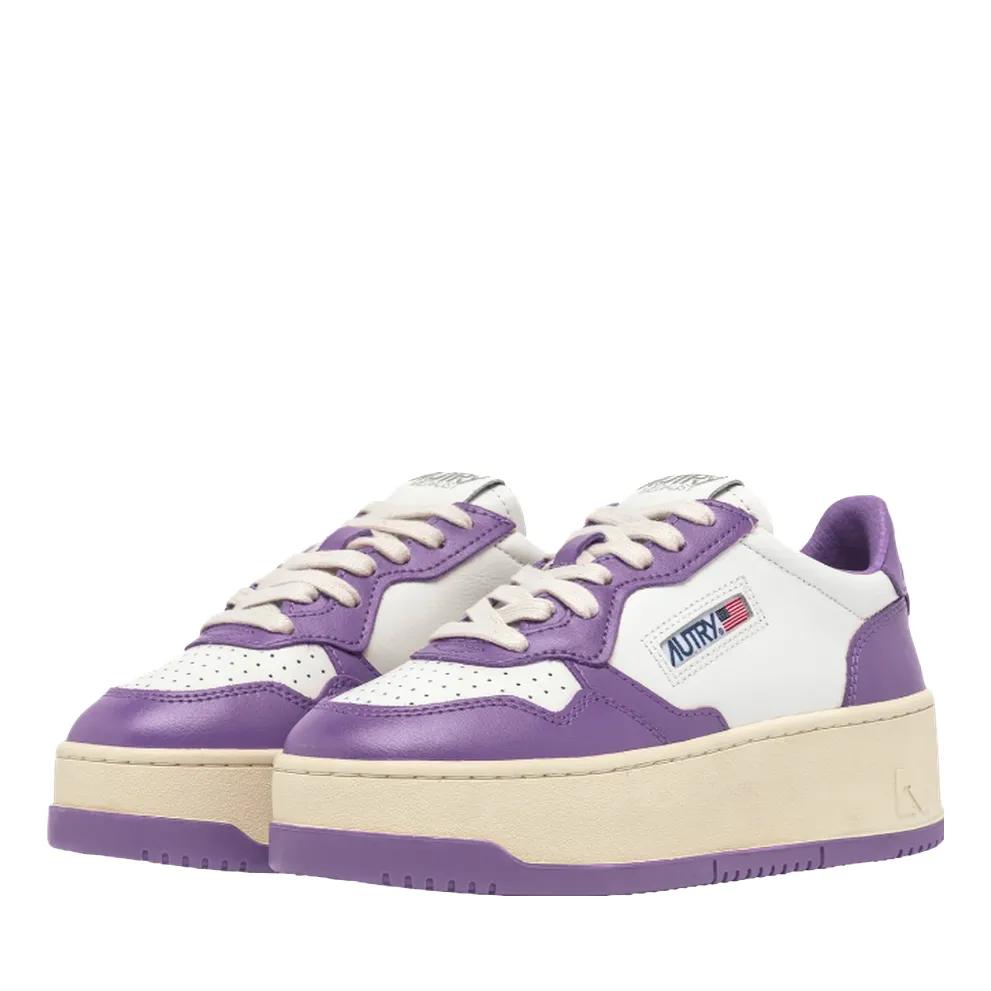 Autry International Sneakers - Medalist Plateau-Sneakers Low Women (weiß/lila) - Gr. 41 (EU) - in Lila - für Damen