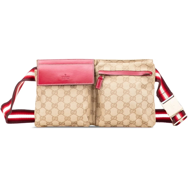 Gucci Sac de ceinture GG Canvas Web Double Pocket Belt Bag braun