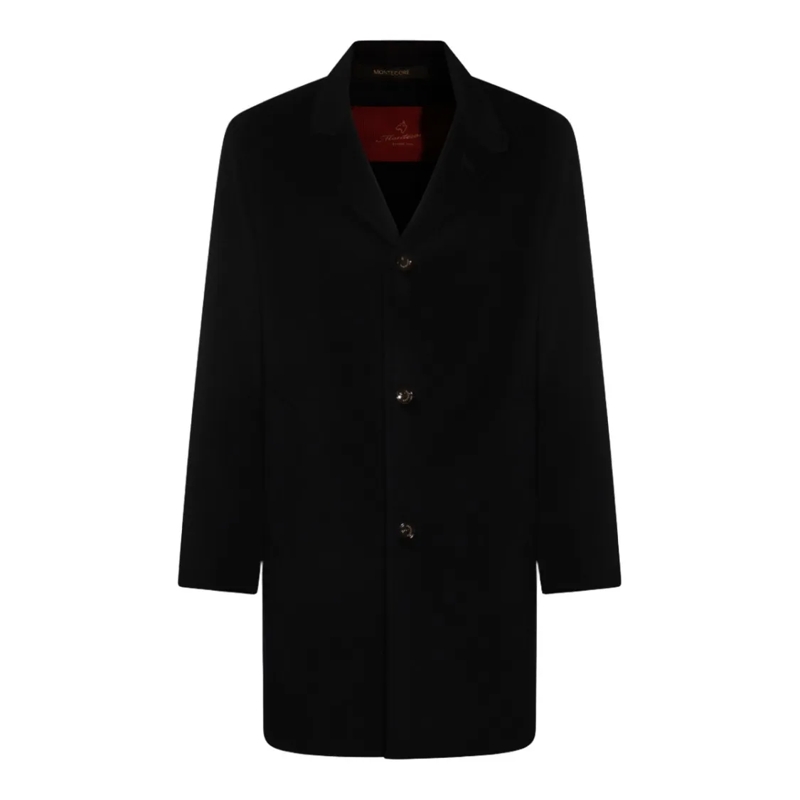 MONTECORE Bontjassen Classic Long Coat With Notched Collar Black