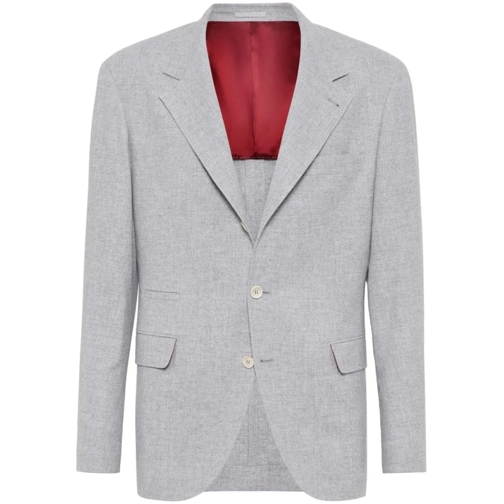 Brunello Cucinelli Blazer Single-Breasted Wool Blazer Grey