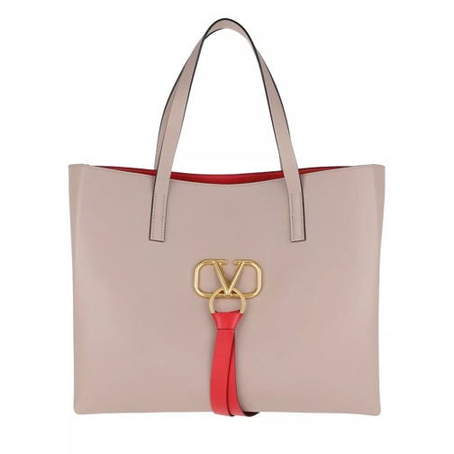 Valentino Garavani V Ring Bag Leather Beige Shopping Bag