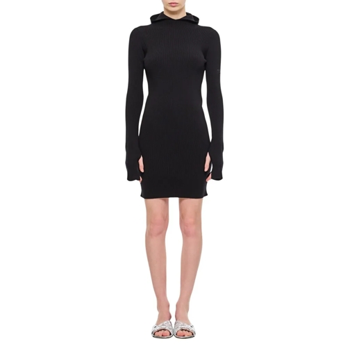 Fendi Mini-Kleider Wool Silk Ribs Mini Dress Black