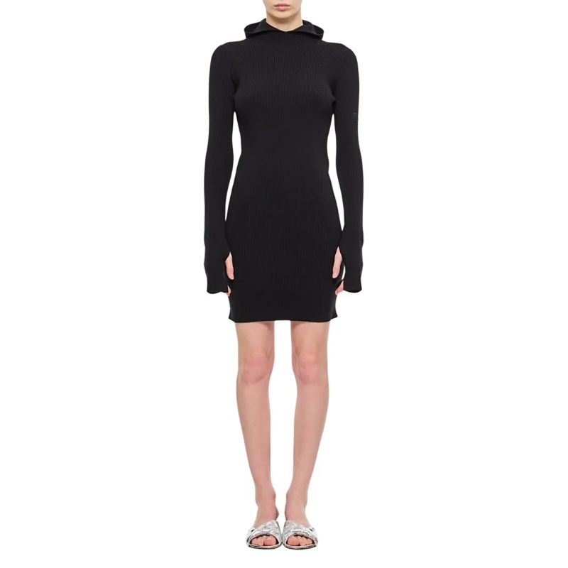 Fendi Minikleid Wool Silk Ribs Mini Dress Black
