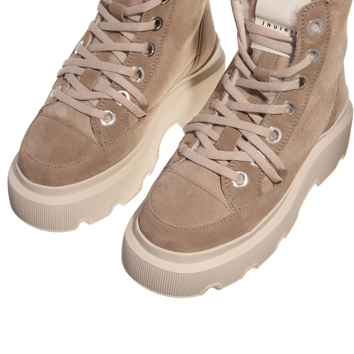 INUIKII Matilda Shearling Beige | Lace up Boots