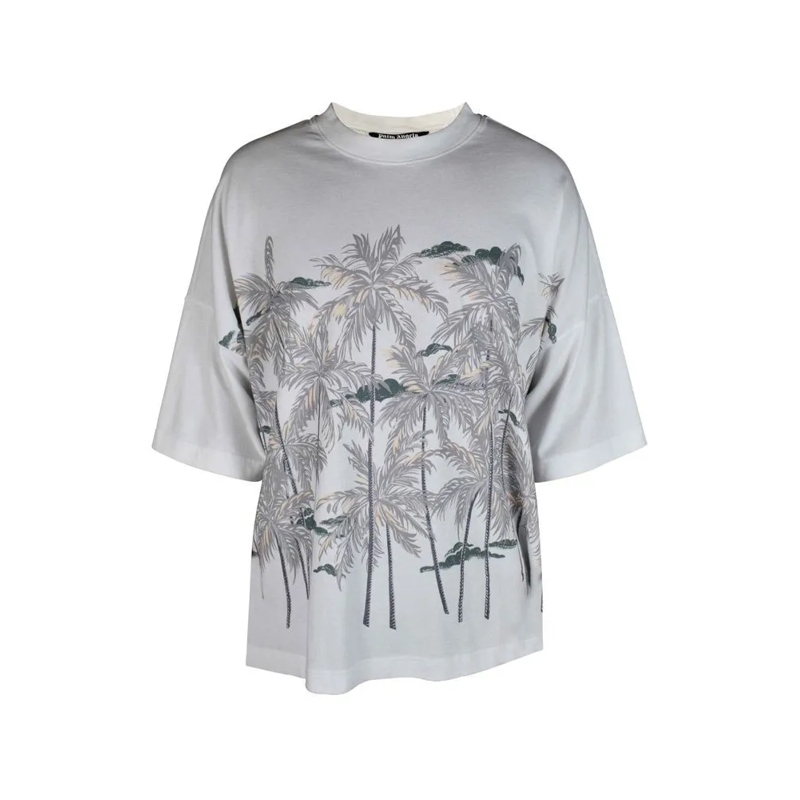 Palm Angels T-shirt Loose-Fitting White T-Shirt With Palm Tree Print White