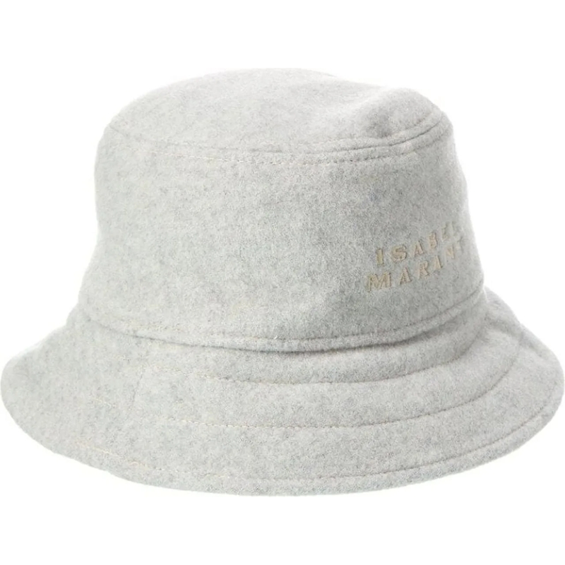 Isabel Marant  Giorgia Wool Felt Logo Bucket Hat Grey