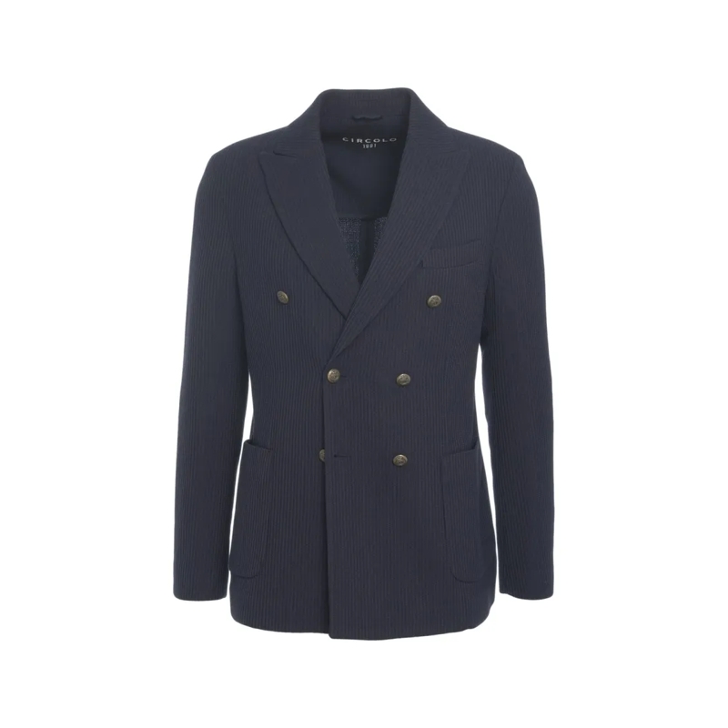 CIRCOLO 1901 Blazer Double-Breasted Knit Blazer With Metallic Buttons Black