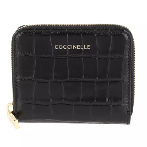 Coccinelle Metallic Croco Shiny Soft Noir Zip-Around Wallet