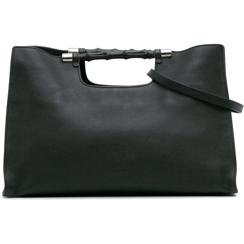 Gucci Schultertasche Medium Calfskin Bamboo Daily Shopper Satchel schwarz