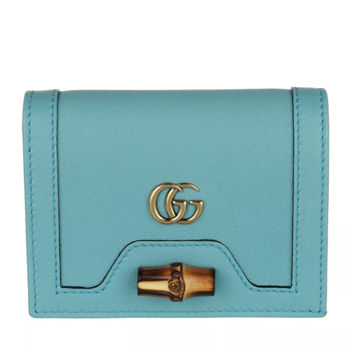 Gucci Diana Card Case Wallet Leather Dusty Azure Tvåveckad plånbok