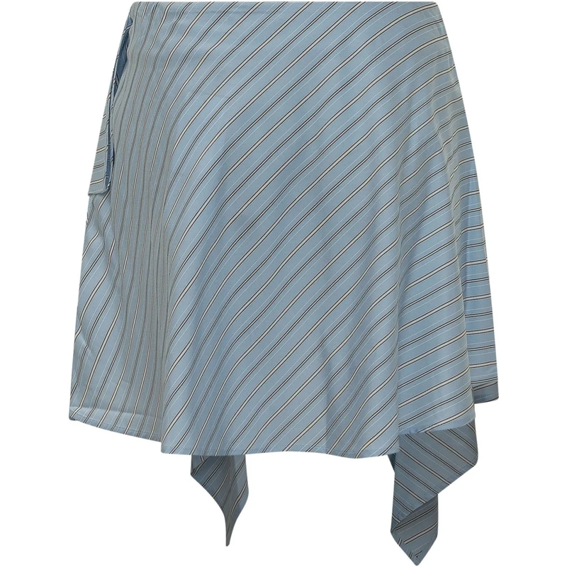 Iro Minijupe Gonna Asimmetrica a Righe con Drappeggio hellblau(Image 2)