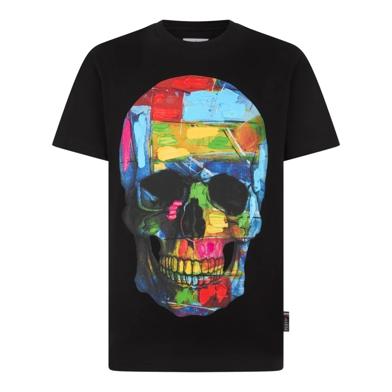 Philipp Plein T-Shirt Round Neck T-Shirt Painted Skull schwarz