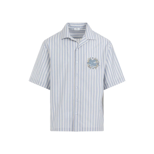 Etro Hemden Bowling Striped Cotton Shirt Blue