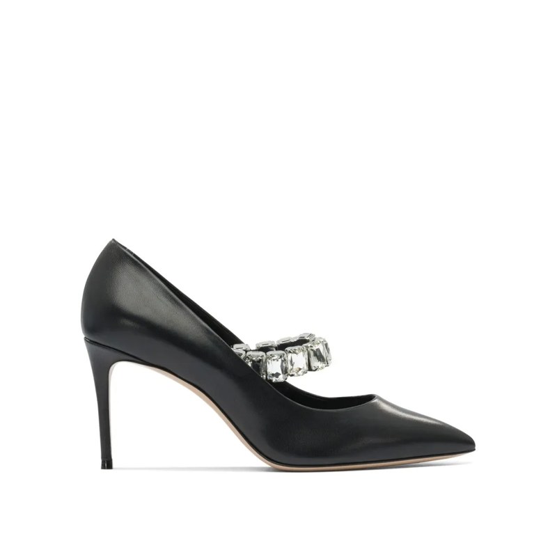 Casadei Pumps Pointed Toe Pumps With Crystal-Embellished Strap Black