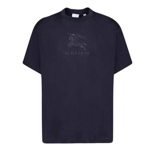 Burberry Embroidered Equestrian Knight Logo T-Shirt Blue T-Shirts