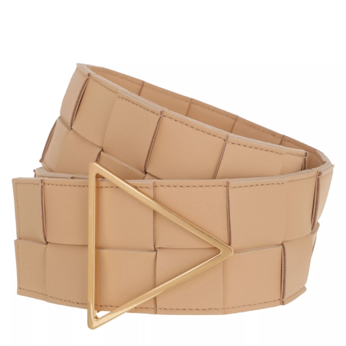 Bottega Veneta Maxi Belt Intreccio Leather Almond/Gold Skärp