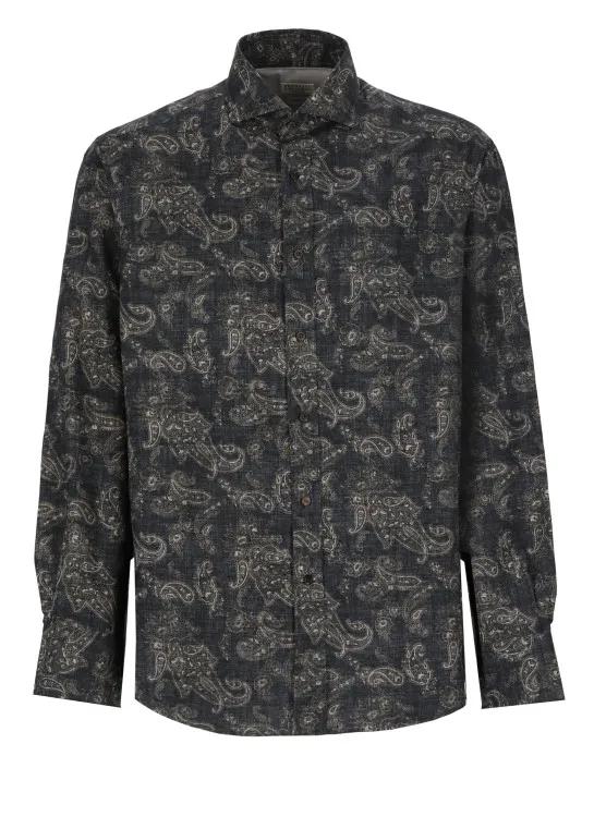 Brunello Cucinelli - Paisley Shirt - Größe M - schwarz