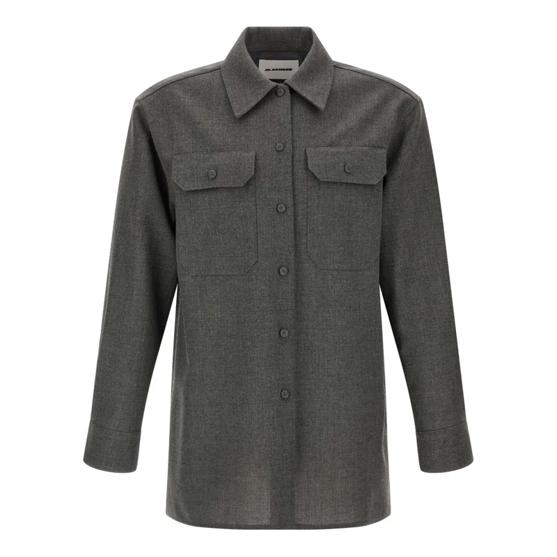 Jil Sander Blazer Overshirt aus Wolle Dunkelgrau